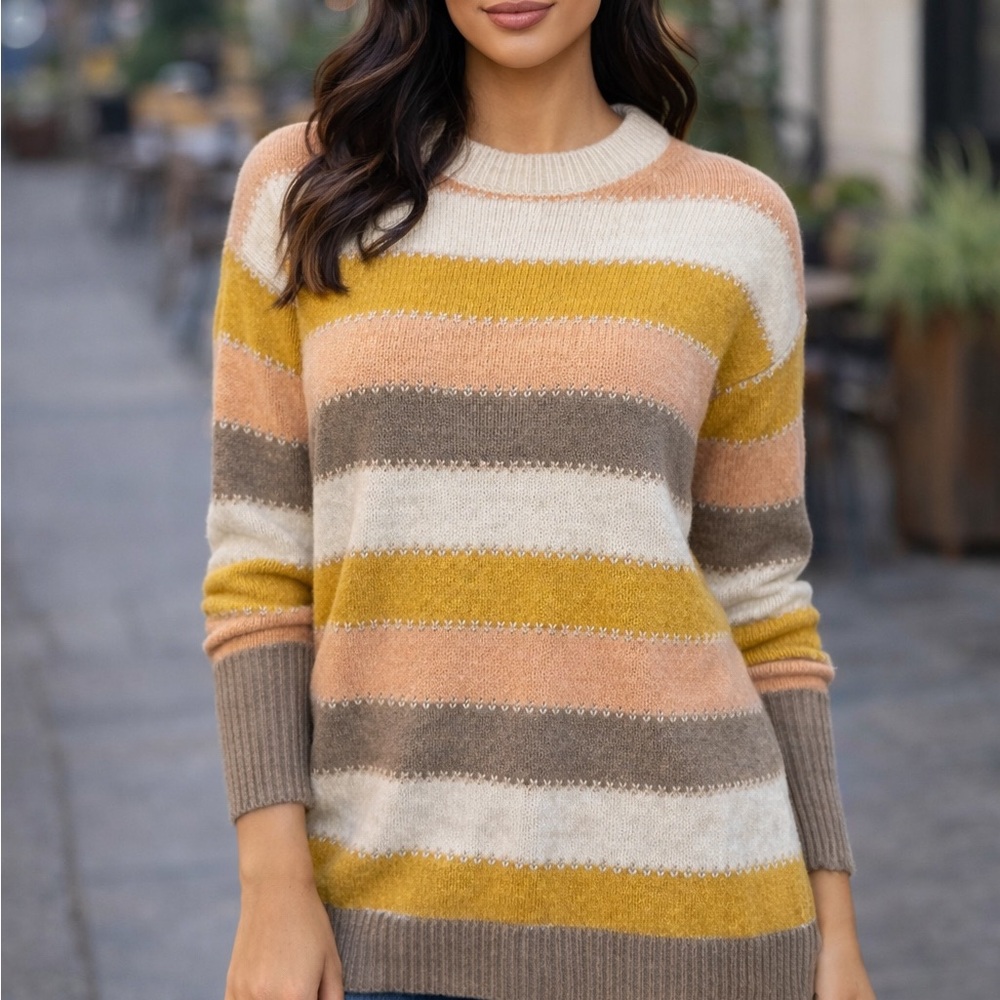 White Birch Women's Multicolor Striped Crew Neck Sweater